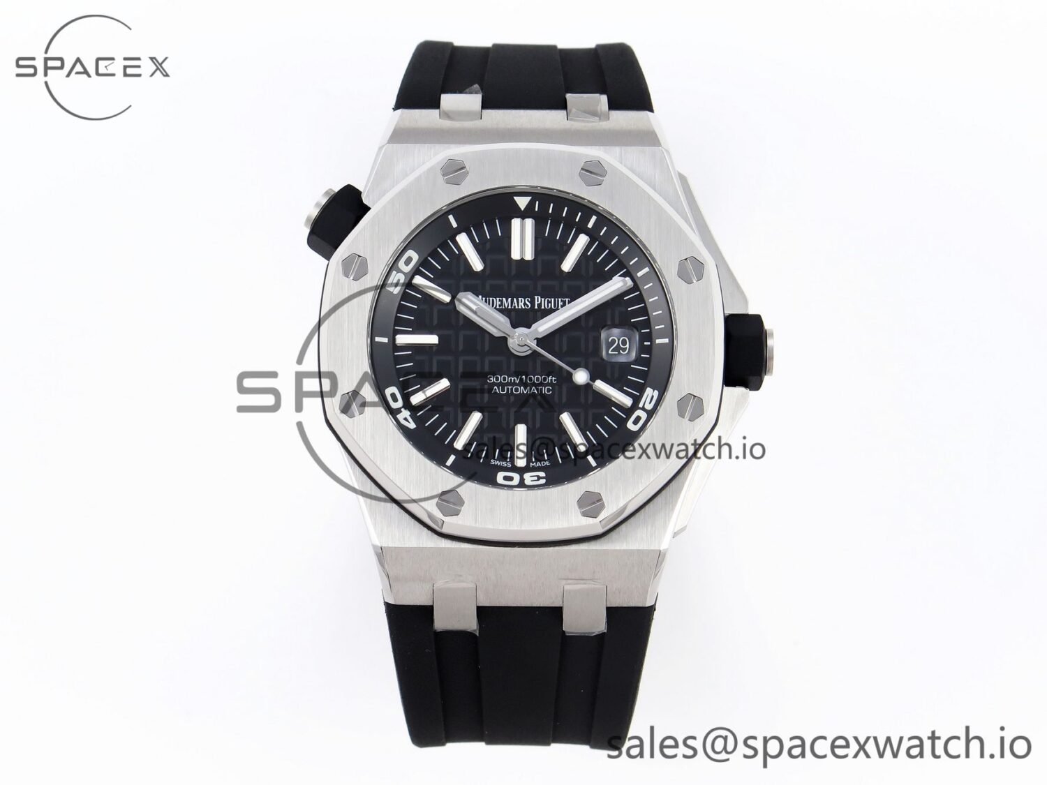 Audermars Piguet Royal Oak Offshore Diver 15710 ZF reference-accurate Black Dial on Black Rubber Strap SA3120 hand-finished build V2 — custom-built watch