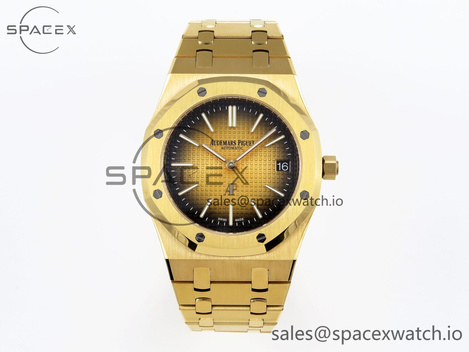 Audermars Piguet Royal Oak 39mm 15202 YG IPF reference-accurate Yellow/Brown Textured Dial on YG Bracelet A2121 — custom-built watch