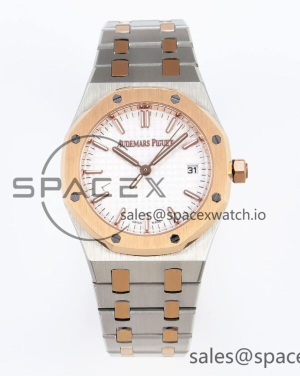 Audermars Piguet Lady Royal Oak 33mm SS/RG 8F reference-accurate White Dial on SS/RG Bracelet Swiss Quartz — custom-built watch