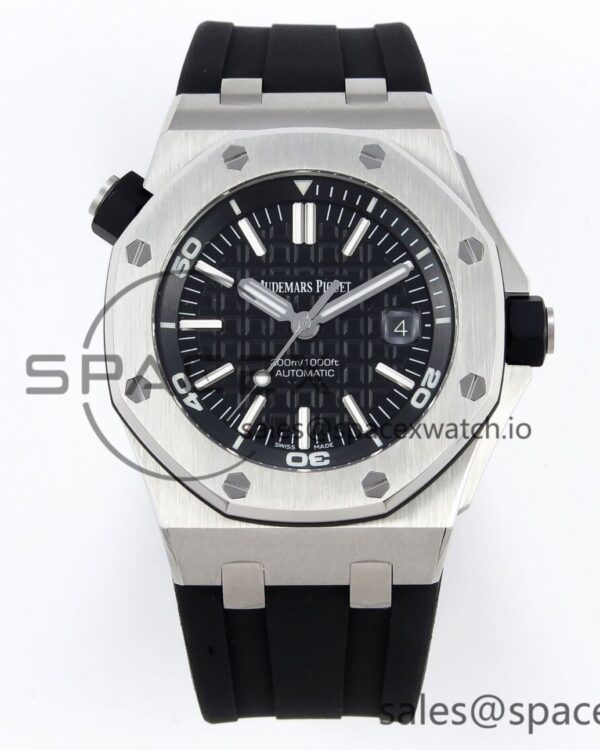 Audermars Piguet Royal Oak Offshore Diver 15703 ZF reference-accurate Black Dial on Black Rubber Strap SA3120 hand-finished build V2 — custom-built watch