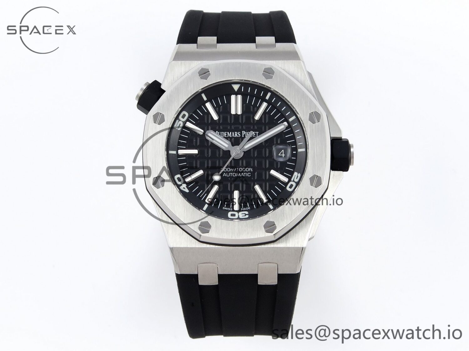 Audermars Piguet Royal Oak Offshore Diver 15703 ZF reference-accurate Black Dial on Black Rubber Strap SA3120 hand-finished build V2 — custom-built watch