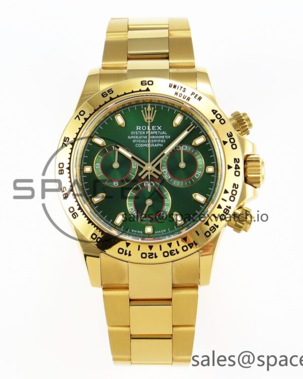 Rolex Daytona 116508 APSF reference-accurate Green Dial on YG Bracelet SH4130 — custom-built watch