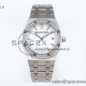 AUDEMARS PIGUET ROYAL OAK 34MM SS BF BEST EDITION WHITE DIAL DIAMONDS BEZEL ON SS BRACELET A5800 — custom-built watch