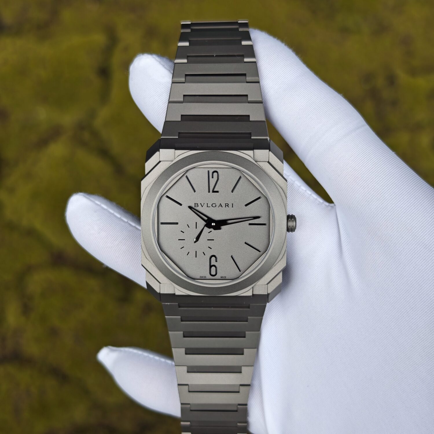 Customized Bvlgari OCTO series titanium watch, using high-quality titanium reference-accuratemold to customize the case and strap, using the best substitute hands, equipped with customized BVL 138 movement — custom-built watch