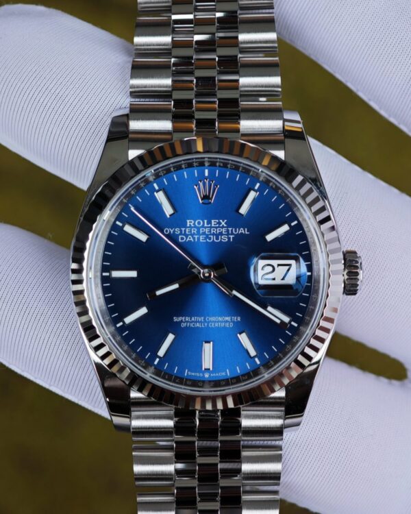 Rolex DateJust 36mm 126234 blue dial. Customize the best alternative dial, hands, and date, strictly assemble according to Swiss craftsmanship standards, manually polish the entire watch twice, ETA2836 movement — custom-built watch