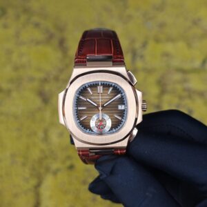 3K factory Patek Philippe 5980OR, electroplated rose gold case, modified solid pin shaft, — custom-built watch