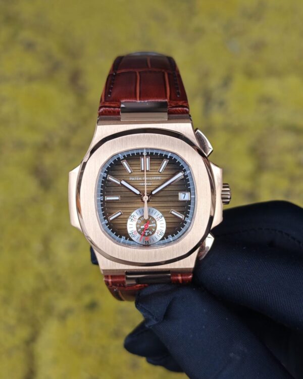 3K factory Patek Philippe 5980OR, electroplated rose gold case, modified solid pin shaft, — custom-built watch