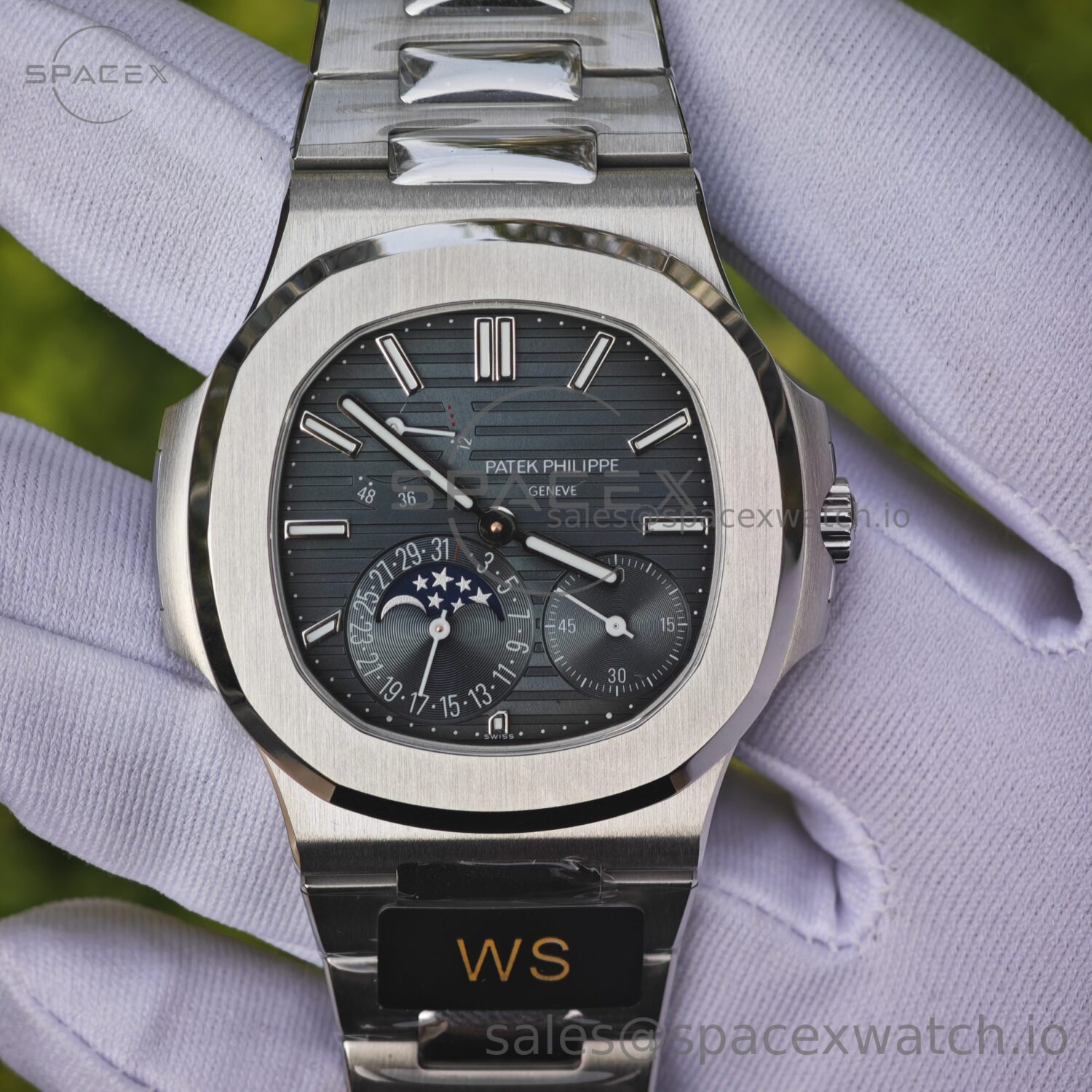 WS factory Patek Philippe Nautilus Blue Plate 5712316L stainless steel case and strap, Dandong 240 integrated movement — custom-built watch