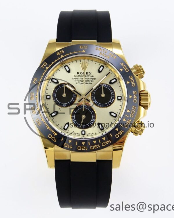 Rolex Daytona 116518 APSF reference-accurate YG/Black Dial on Oysterflex Rubber Strap SH4130 — custom-built watch