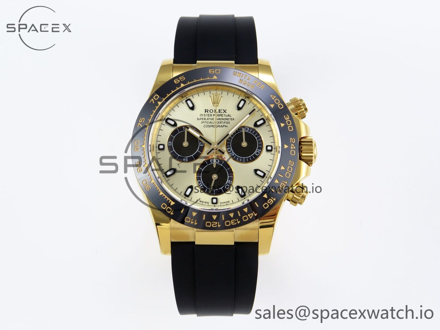 Rolex Daytona 116518 APSF reference-accurate YG/Black Dial on Oysterflex Rubber Strap SH4130 — custom-built watch