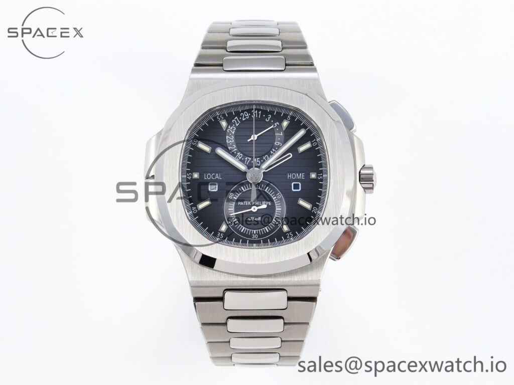 Patek Philippe Nautilus 5990 SS SPPF reference-accurate Blue Dial on SS Bracelet A28-520 build — custom-built watch