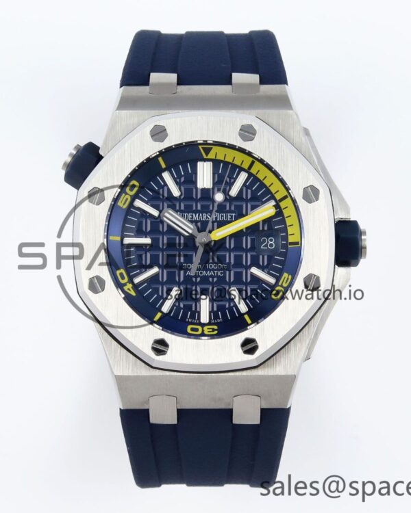 Audermars Piguet Royal Oak Offshore Diver 15710 IPF reference-accurate Blue Dial on Blue Rubber Strap SA3120 hand-finished build — custom-built watch