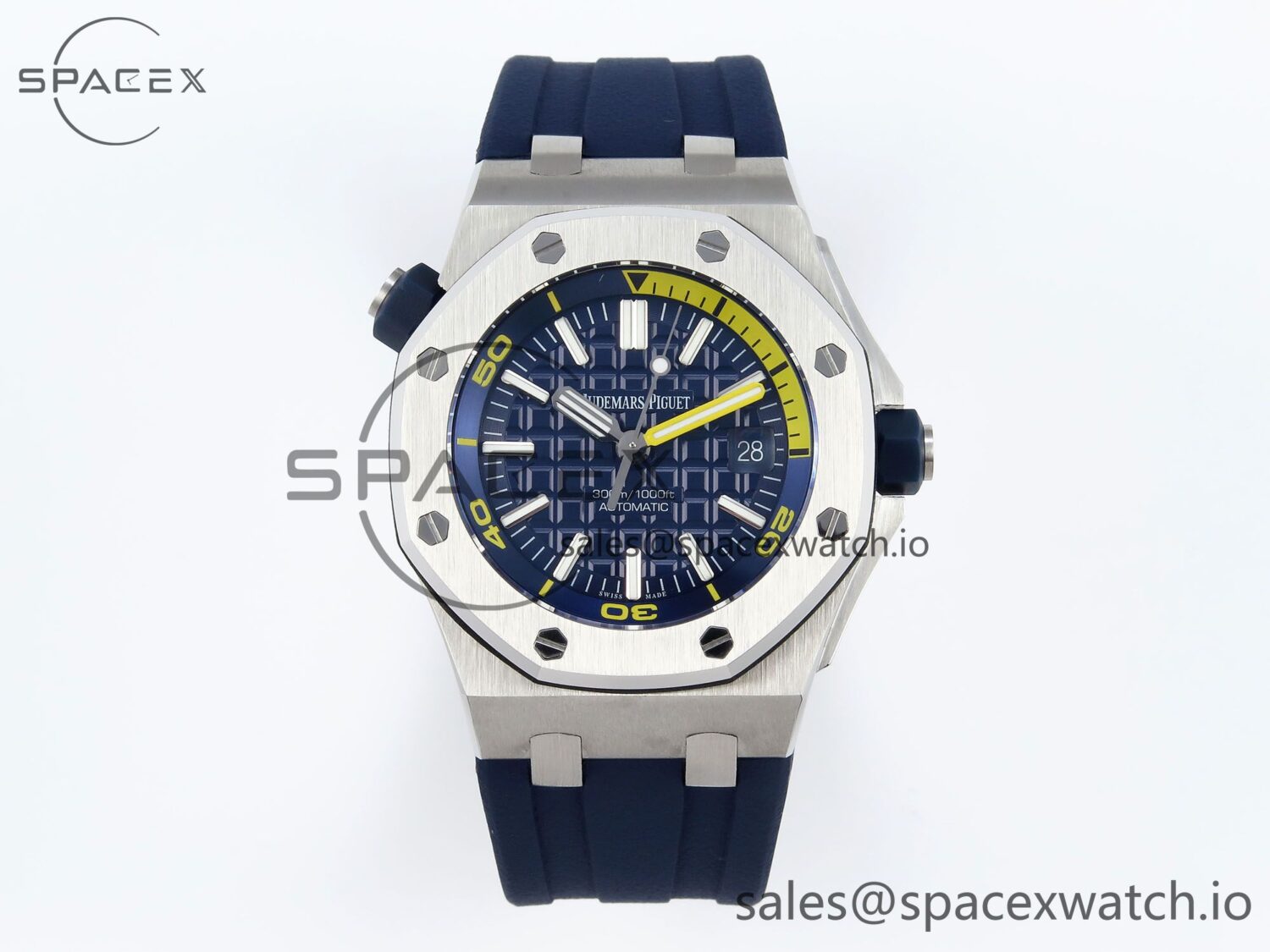 Audermars Piguet Royal Oak Offshore Diver 15710 IPF reference-accurate Blue Dial on Blue Rubber Strap SA3120 hand-finished build — custom-built watch
