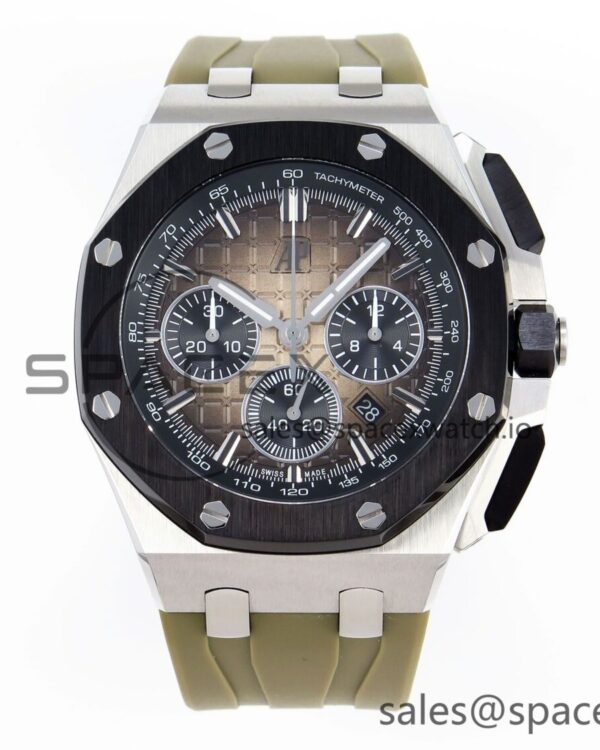 Audermars Piguet Royal Oak Offshore 44mm SS Black Ceramic Bezel APF reference-accurate Brown Dial on Brown Rubber Strap A4401 — custom-built watch