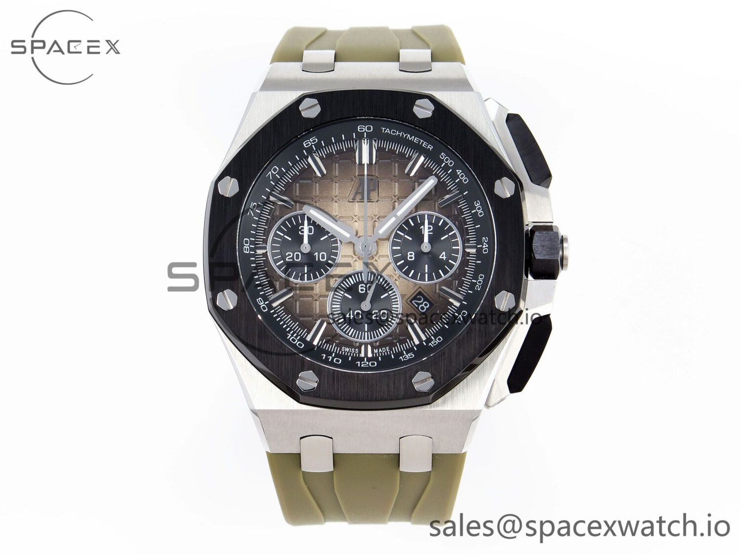 Audermars Piguet Royal Oak Offshore 44mm SS Black Ceramic Bezel APF reference-accurate Brown Dial on Brown Rubber Strap A4401 — custom-built watch