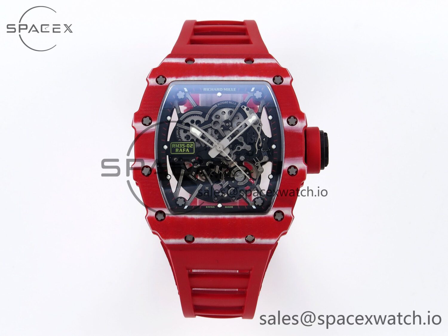 Richard Mille RM035 RED CARBON SONIC BEST EDITION SKELETON DIAL ON RED RUBBER STRAP build RMUL2 — custom-built watch