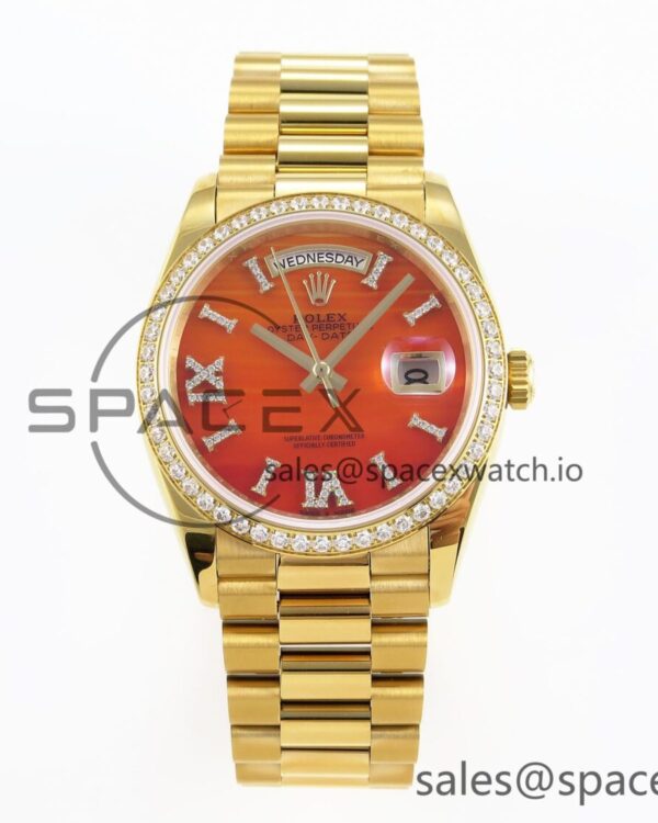 Rolex DayDate 36mm YG/YG Pres Dia Orange Gradient Dial RAF A2834 — custom-built watch