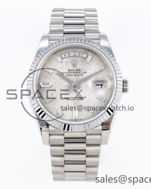 Rolex Day Date 40 BPF Best Edition Meteorite Diamonds Dial on SS Bracelet A2836 — custom-built watch