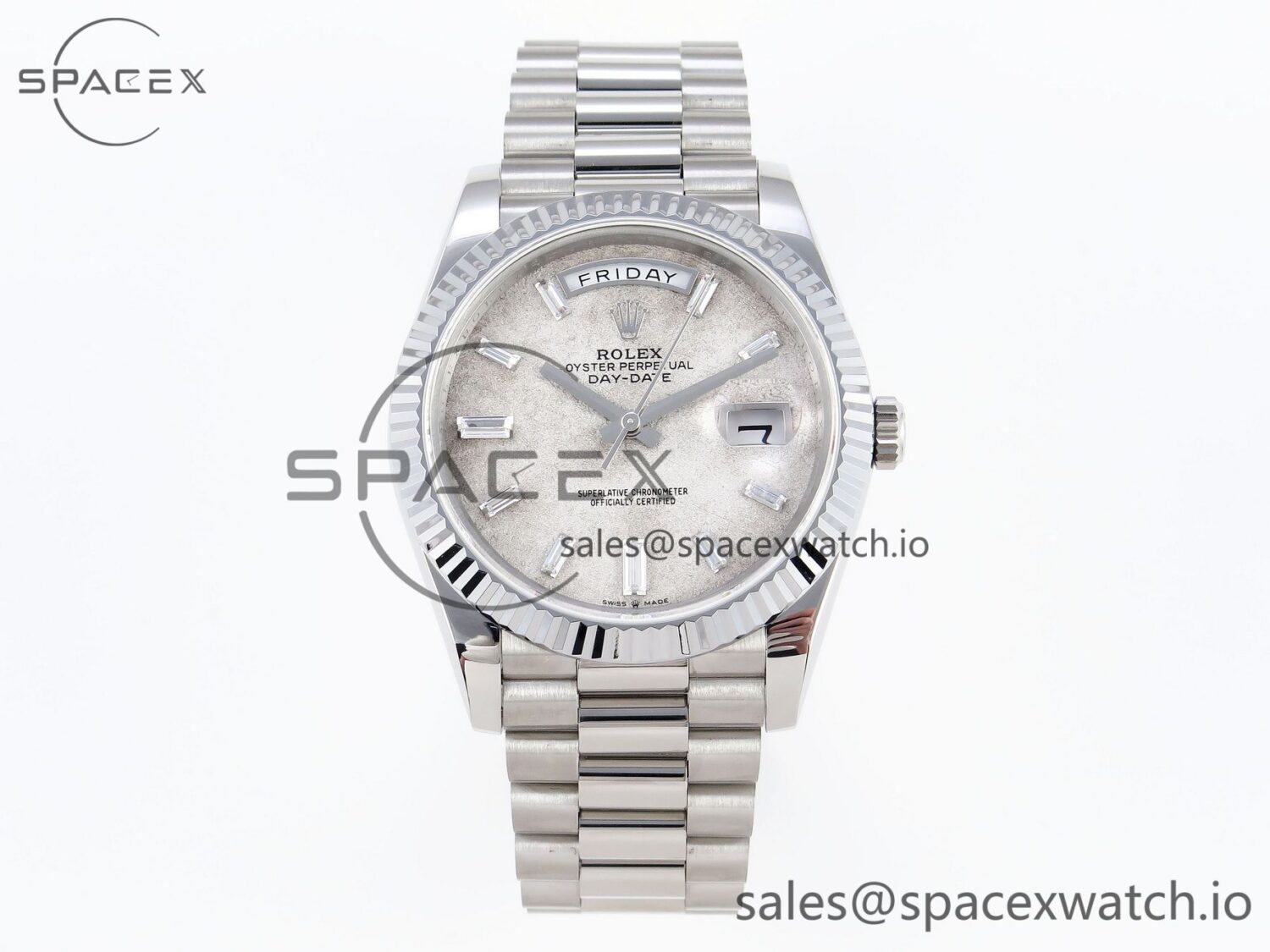 Rolex Day Date 40 BPF Best Edition Meteorite Diamonds Dial on SS Bracelet A2836 — custom-built watch