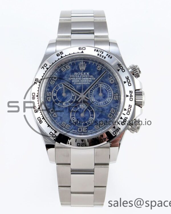 Rolex Daytona 116509 Clean reference-accurate 904L Stainless Steel Case Blue Chalcedony Dial Oysterflex Stainless Steel Strap A4130 — custom-built watch