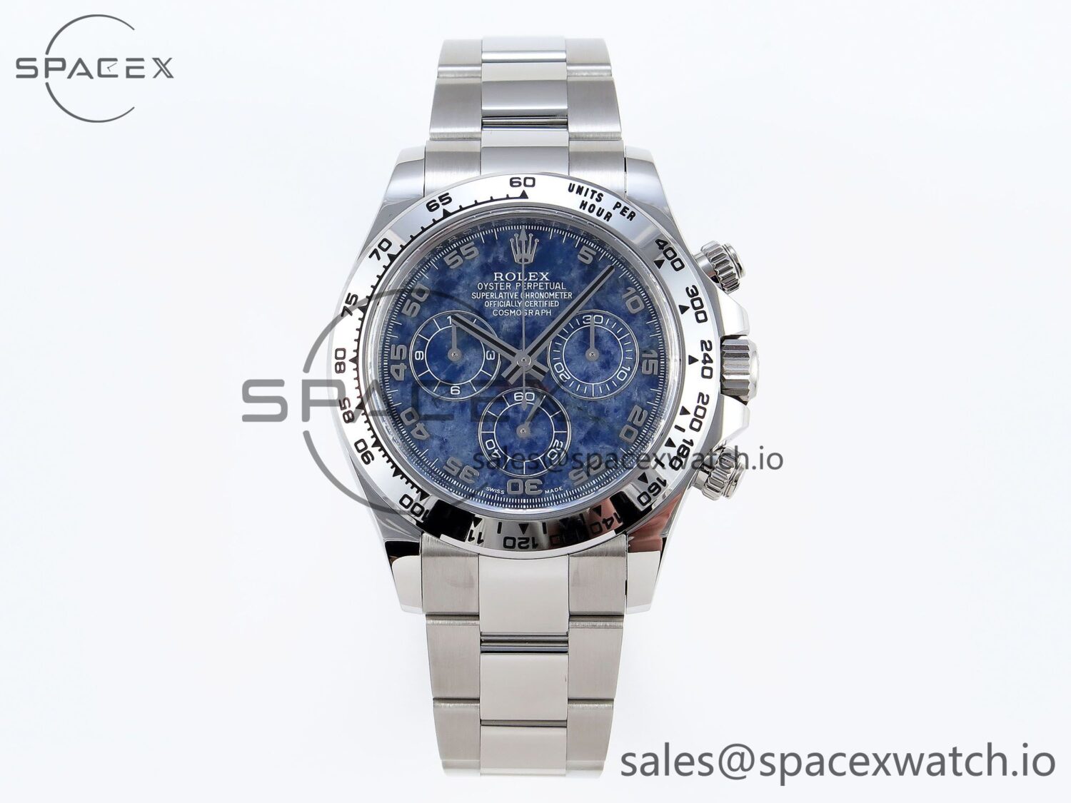 Rolex Daytona 116509 Clean reference-accurate 904L Stainless Steel Case Blue Chalcedony Dial Oysterflex Stainless Steel Strap A4130 — custom-built watch