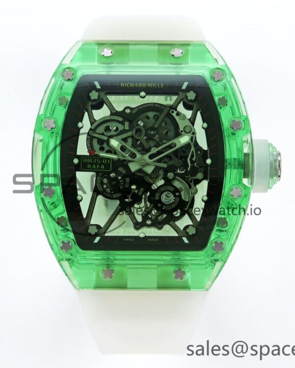Richard Mille RM035 Green Transparent RMF Best Edition Skeleton Dial on Translucent Rubber Strap build RMUL2 — custom-built watch