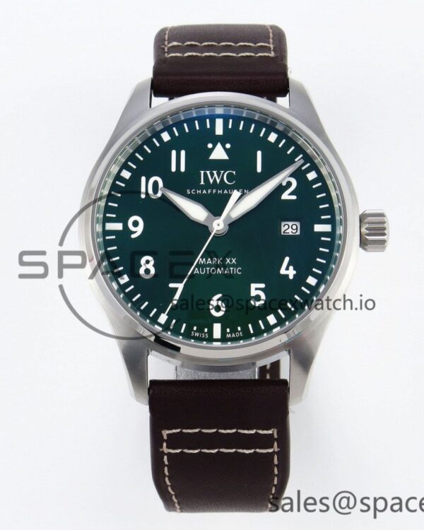 Iwc Pilot Mark XX IW328205 ZF reference-accurate Green Dial on Brown Leather Strap A32111 — custom-built watch