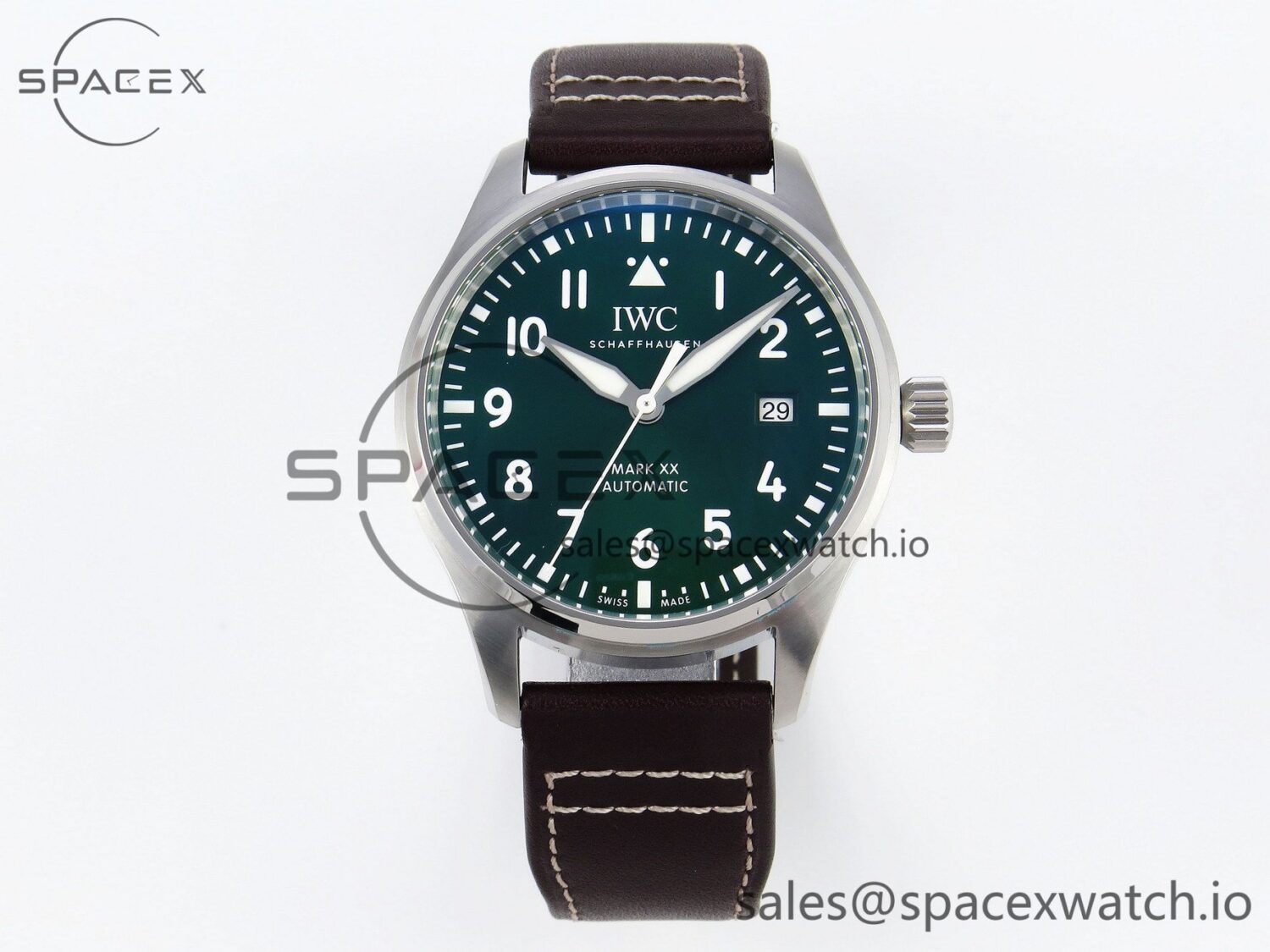 Iwc Pilot Mark XX IW328205 ZF reference-accurate Green Dial on Brown Leather Strap A32111 — custom-built watch