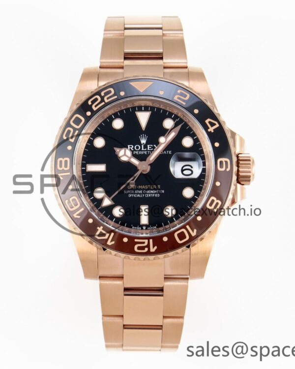 Rolex GMT-Master II 126711 CHNR Black/Brown Ceramic Clean Factory Best Edition on RG Bracelet DD3285 CHS — custom-built watch