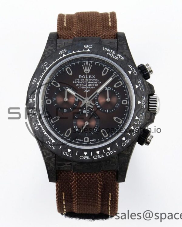 Rolex Daytona DIW Carbon/SS Case and Bezel DIWF Edition Brown Dial on Brown Nylon Strap A7750 — custom-built watch