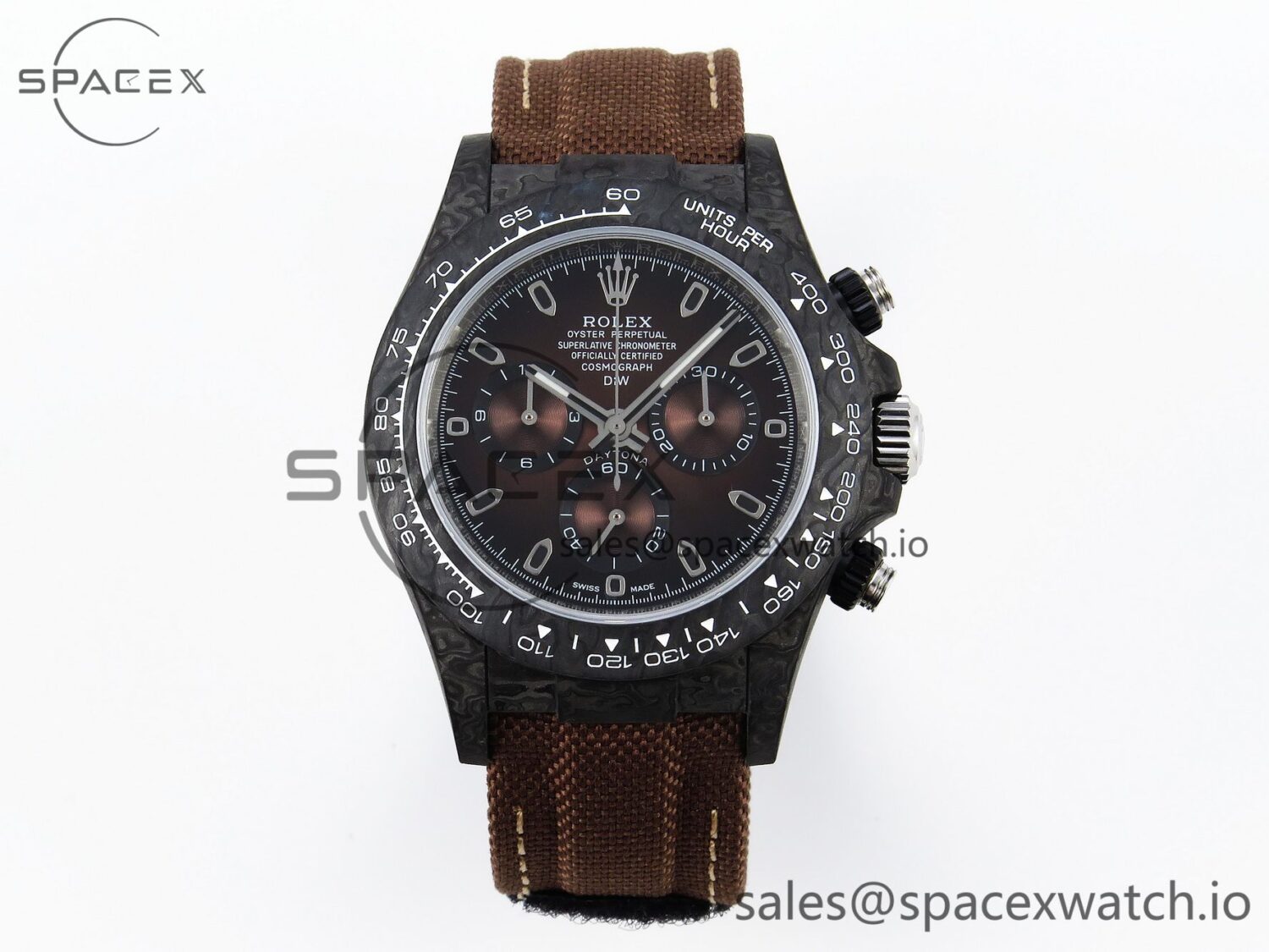 Rolex Daytona DIW Carbon/SS Case and Bezel DIWF Edition Brown Dial on Brown Nylon Strap A7750 — custom-built watch