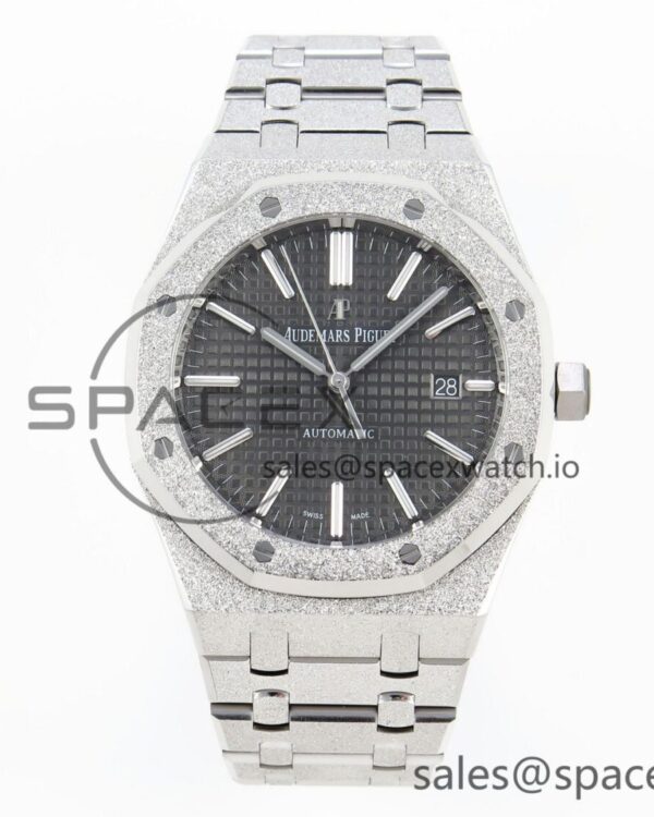 Audermars Piguet Royal Oak 41mm Frosted SS APSF reference-accurate Gray Textured Dial on SS Bracelet SA3120 hand-finished build — custom-built watch