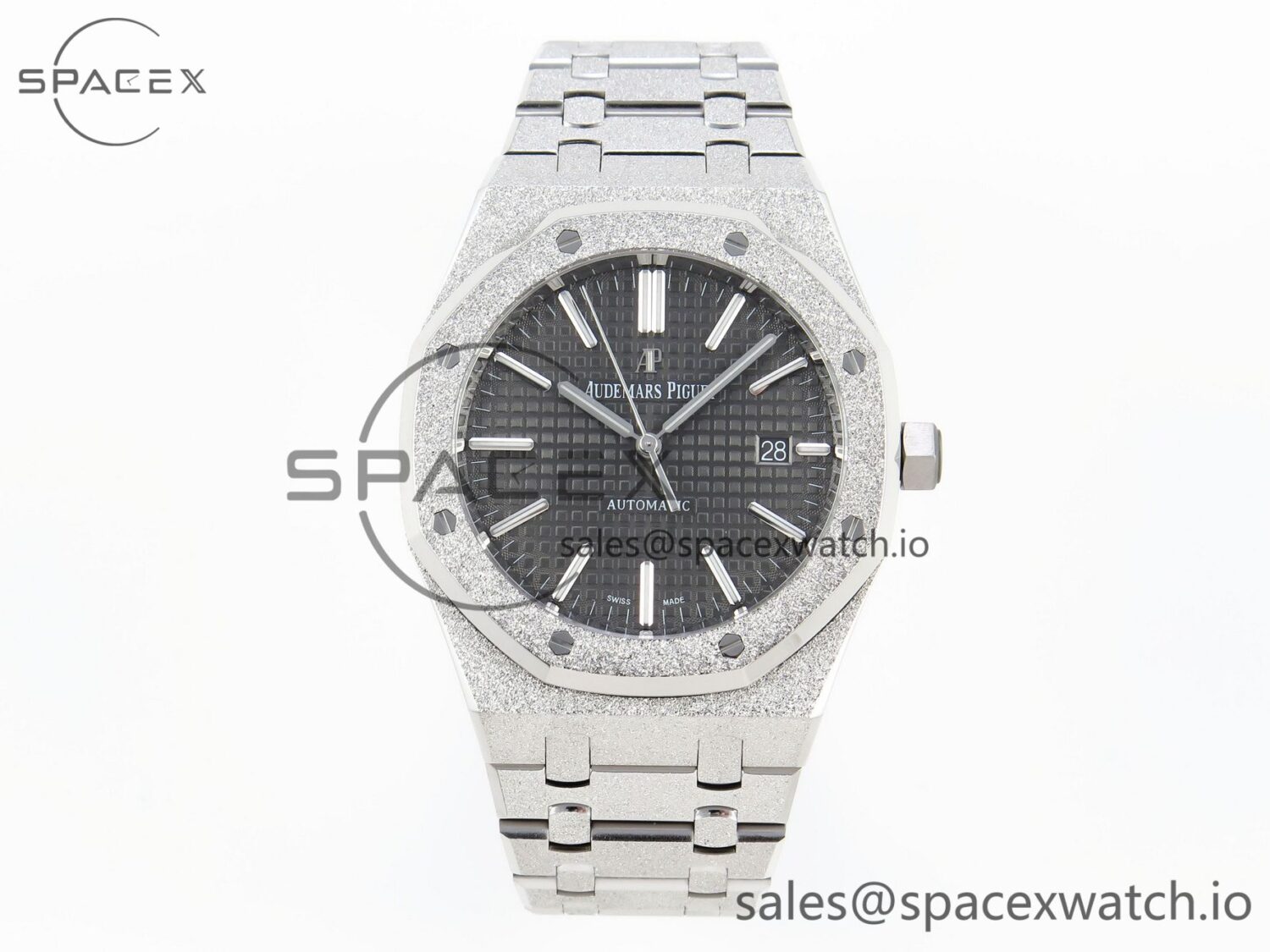 Audermars Piguet Royal Oak 41mm Frosted SS APSF reference-accurate Gray Textured Dial on SS Bracelet SA3120 hand-finished build — custom-built watch