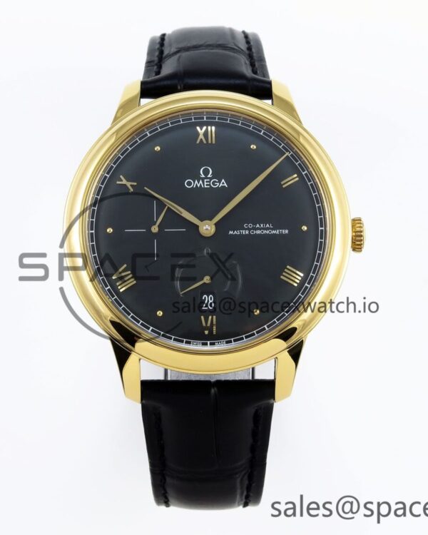 Omega De Ville Power Reserve YG MKF reference-accurate Black Dial on Black Leather Strap A8810 — custom-built watch