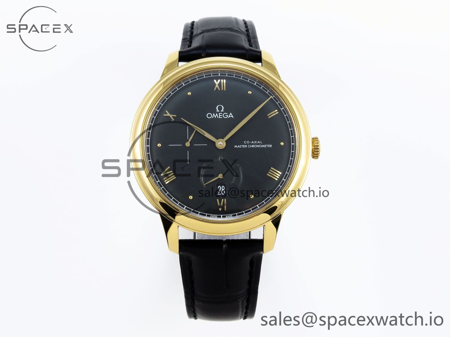 Omega De Ville Power Reserve YG MKF reference-accurate Black Dial on Black Leather Strap A8810 — custom-built watch