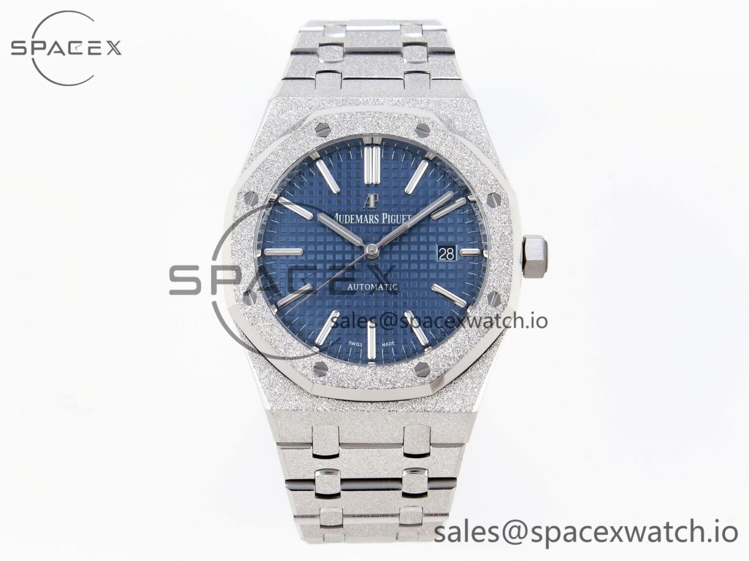 Audermars Piguet Royal Oak 41mm Frosted SS APSF reference-accurate Blue Textured Dial on SS Bracelet SA3120 hand-finished build — custom-built watch