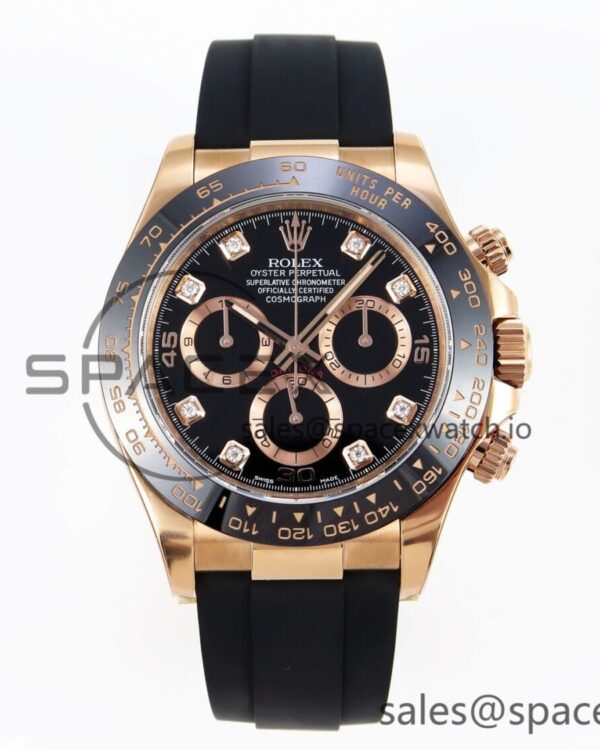 Rolex Daytona 116515 Clean reference-accurate Black Diamonds Dial on Oysterflex Strap SA4130 V2 — custom-built watch
