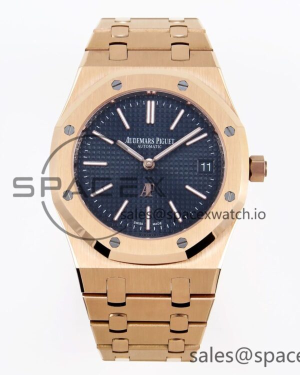 Audermars Piguet Royal Oak 39mm 15202 RG IPF reference-accurate Blue Textured Dial on RG Bracelet A2121 — custom-built watch
