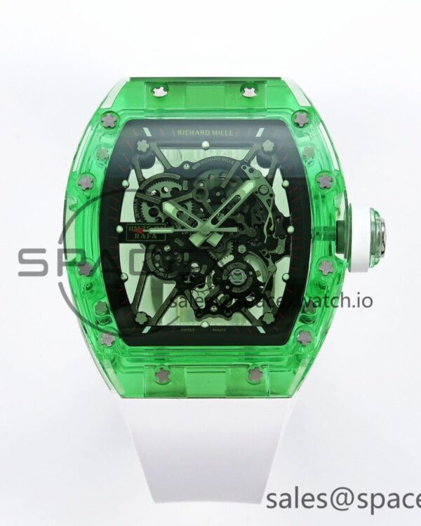 Richard Mille RM035 Green Transparent RMF Best Edition Skeleton Dial on White Rubber Strap build RMUL2 — custom-built watch