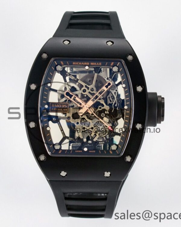 RM035-02 RG Black Ceramic SONIC Best Edition Skeleton Dial on Black Rubber Strap build RMUL1 — custom-built watch