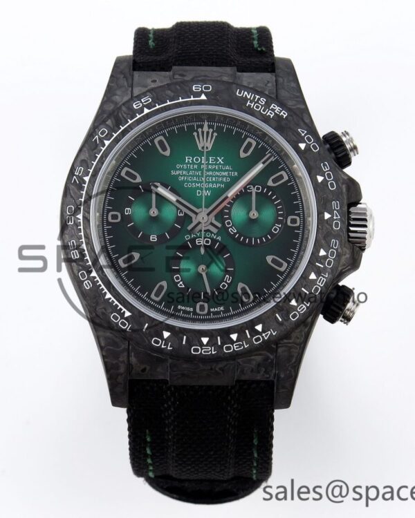 Rolex Daytona DIW Carbon/SS Case and Bezel DIWF Edition Green Dial on Black Nylon Strap A7750 — custom-built watch