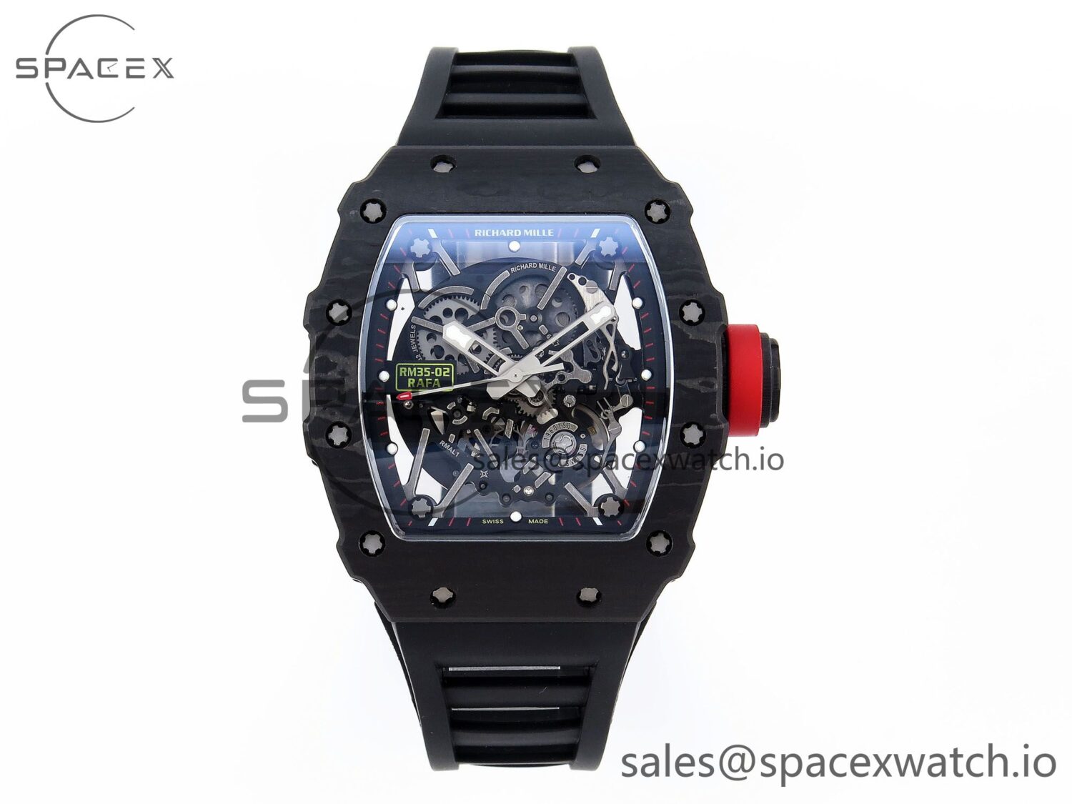 Richard Mille RM035 BLACK CARBON SONIC BEST EDITION SKELETON DIAL ON BLACK RUBBER STRAP build RMUL2 — custom-built watch
