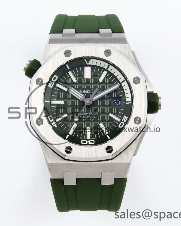 Audermars Piguet Royal Oak Offshore Diver 15710 IPF reference-accurate Green Dial on Green Rubber Strap SA3120 hand-finished build — custom-built watch