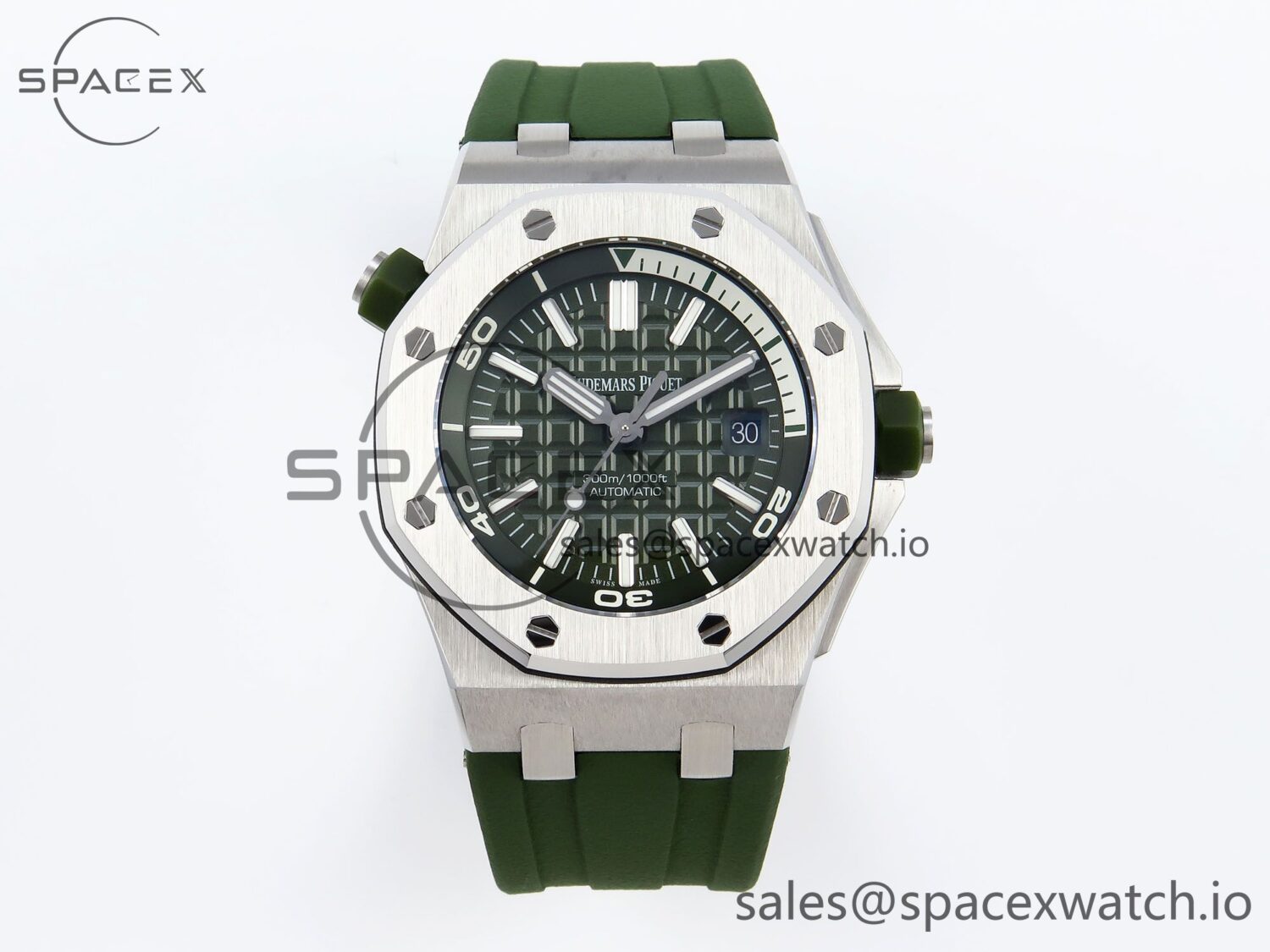 Audermars Piguet Royal Oak Offshore Diver 15710 IPF reference-accurate Green Dial on Green Rubber Strap SA3120 hand-finished build — custom-built watch