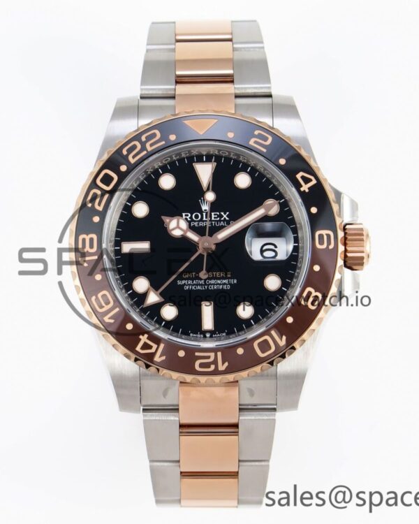 Rolex GMT-Master II 126711 CHNR Black/Brown Ceramic Clean Factory Best Edition on SS/RG Bracelet DD3285 CHS — custom-built watch