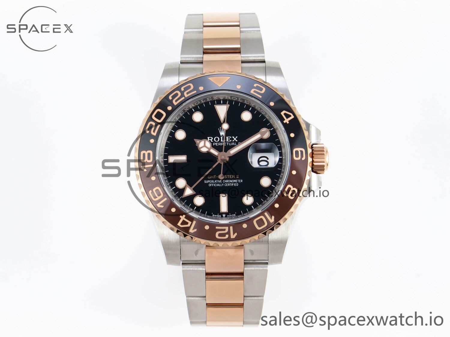 Rolex GMT-Master II 126711 CHNR Black/Brown Ceramic Clean Factory Best Edition on SS/RG Bracelet DD3285 CHS — custom-built watch