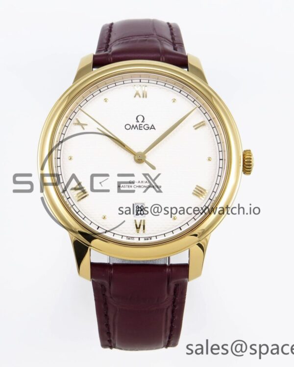 Omega De Ville Date YG MKF reference-accurate White Textured Dial Roman Marker on Brown Leather Strap A8800 — custom-built watch