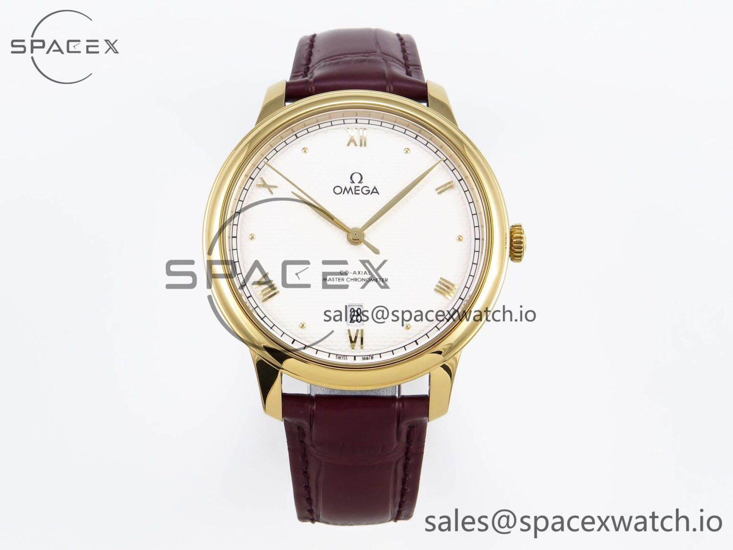 Omega De Ville Date YG MKF reference-accurate White Textured Dial Roman Marker on Brown Leather Strap A8800 — custom-built watch