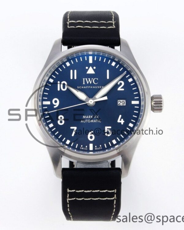 Iwc Pilot Mark XX IW328203 ZF reference-accurate Blue Dial on Dark Blue Leather Strap A32111 — custom-built watch