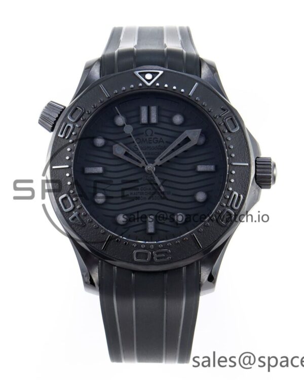 Omega SEAMASTER 300M 43.5MM BLACK CERAMIC VSF reference-accurate BLACK DIAL ON BLACK RUBBER STRAP A8806 — custom-built watch